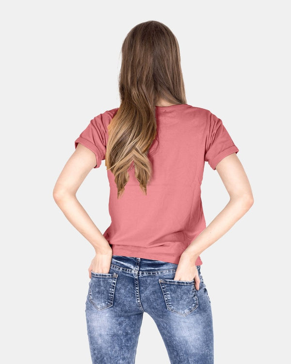 Noroze Rust Ripped Holes Rounded Neck T-Shirt