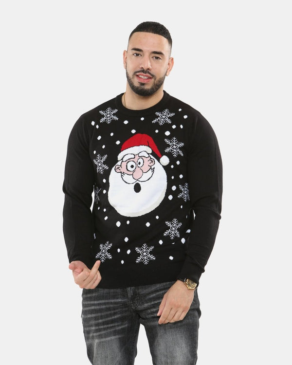 Noroze Santa Head Black Festive Jumper