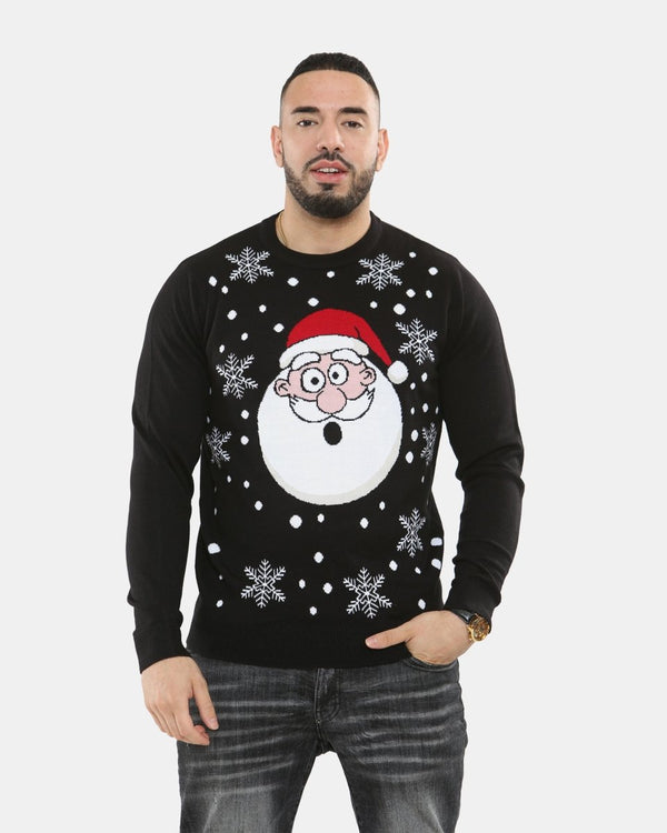noroze Santa Head Black Festive Jumper