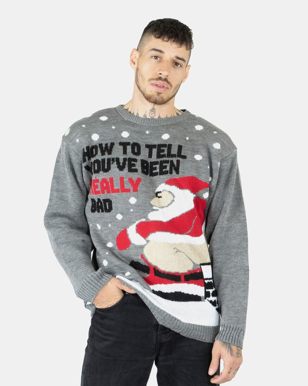 noroze Santa To the Pub Grey Pullover Jumper