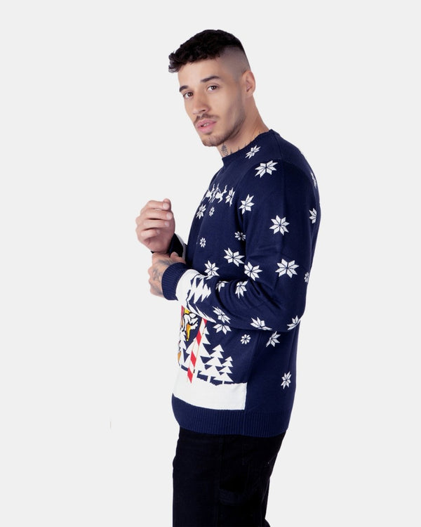 Noroze Santa To The Pub Navy Novelty Jumpers