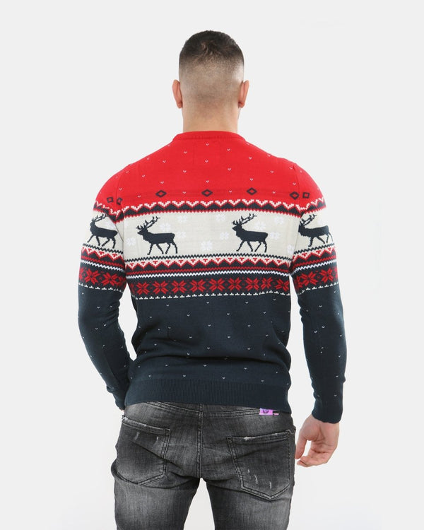 Noroze Snowflakes Reindeer Navy Xmas Jumpers