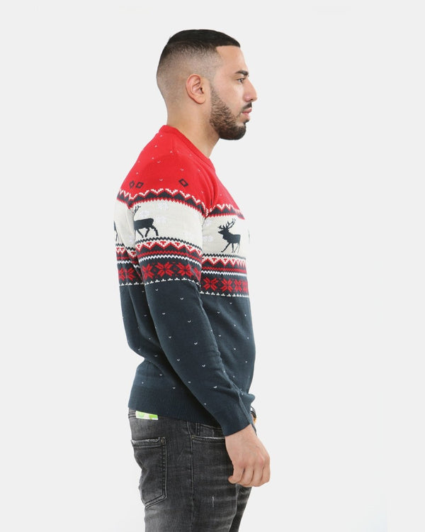 Noroze Snowflakes Reindeer Navy Xmas Jumpers