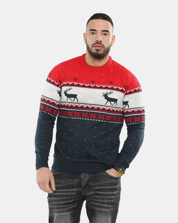 noroze Snowflakes Reindeer Navy Xmas Jumpers