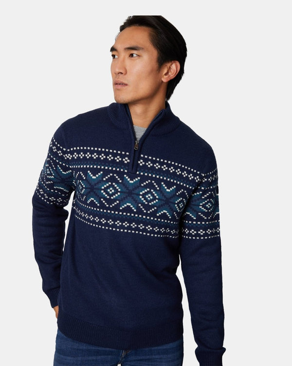 noroze Snowman Mens Navy Christmas Jumper