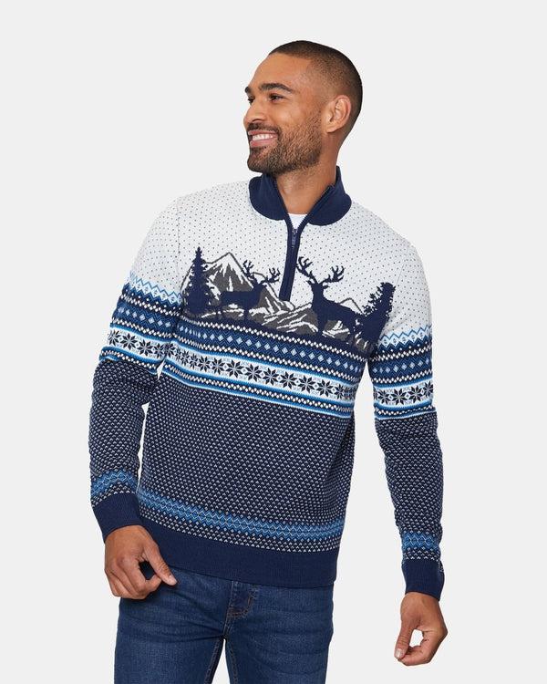 noroze Stag Navy Chunky Knit Christmas Jumper