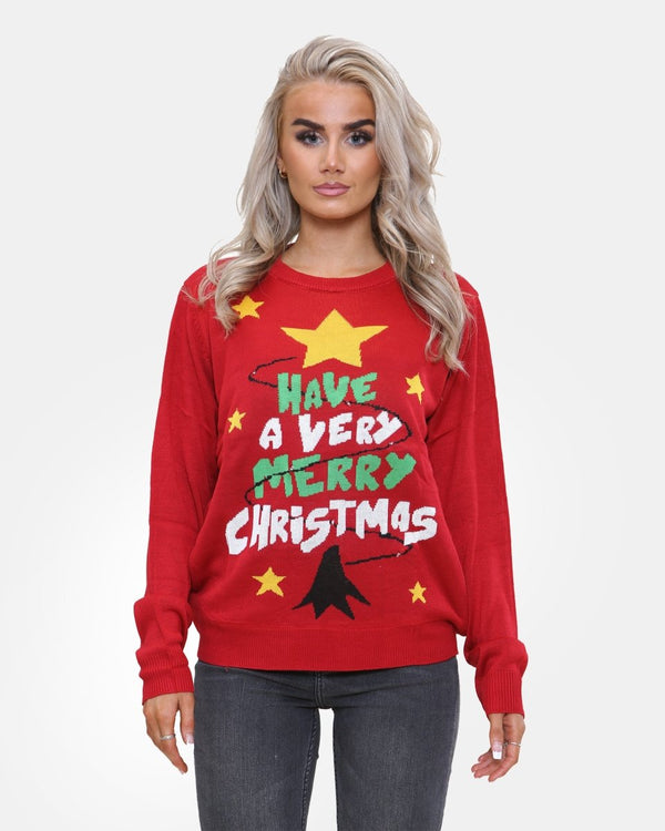 Noroze Star Tree Red Womens Christmas Jumpers