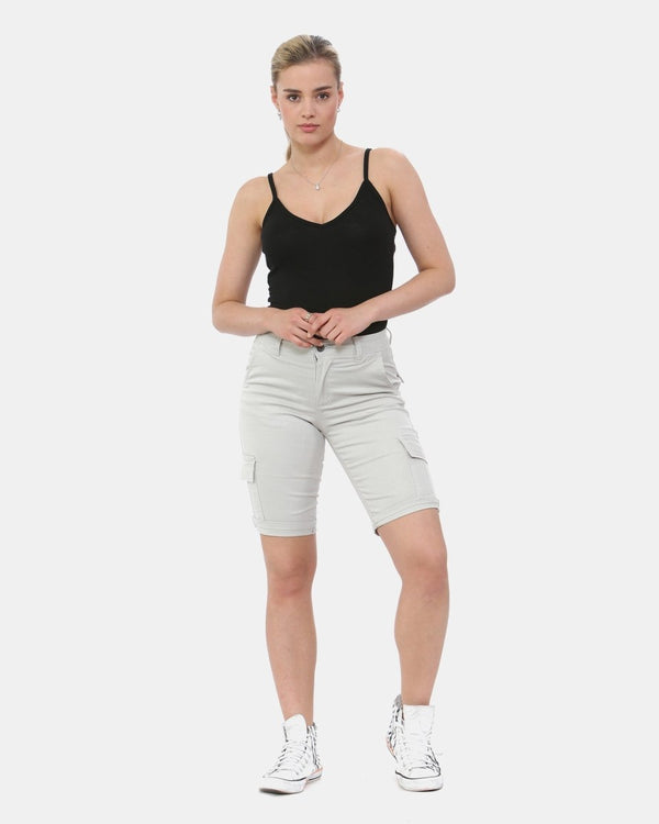 Noroze Stone Turned Hem Bengaline Casual Shorts