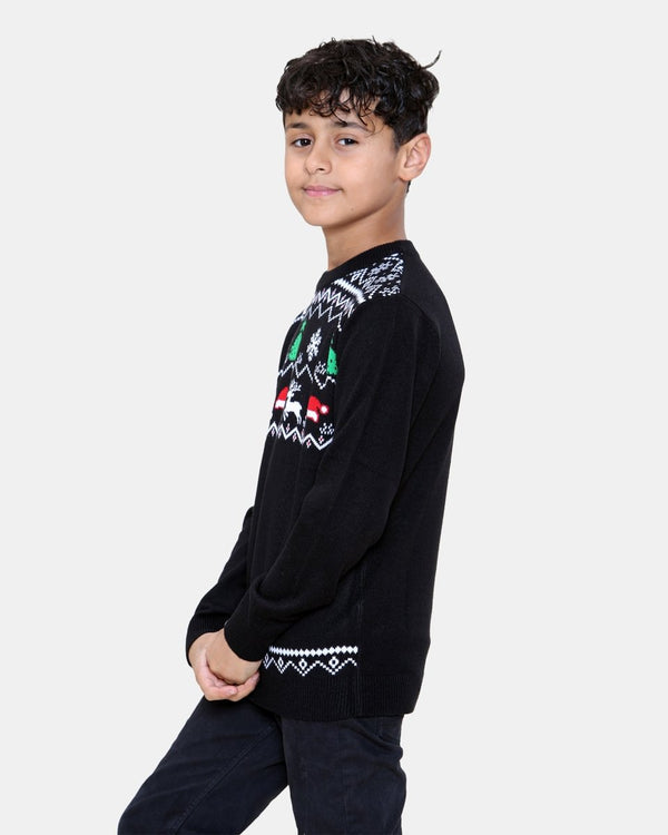 Noroze Tree Hat Black Kids Christmas Jumper