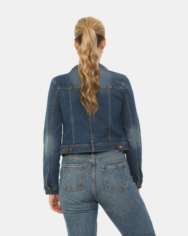 Noroze Vintage Navy Ladies Trucker Denim Jacket