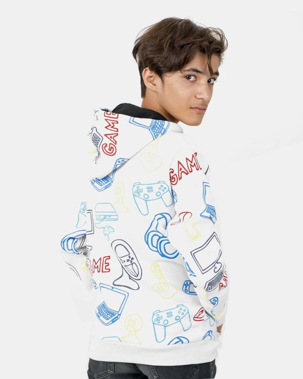 Noroze White Boys Printed Gaming Hoodie