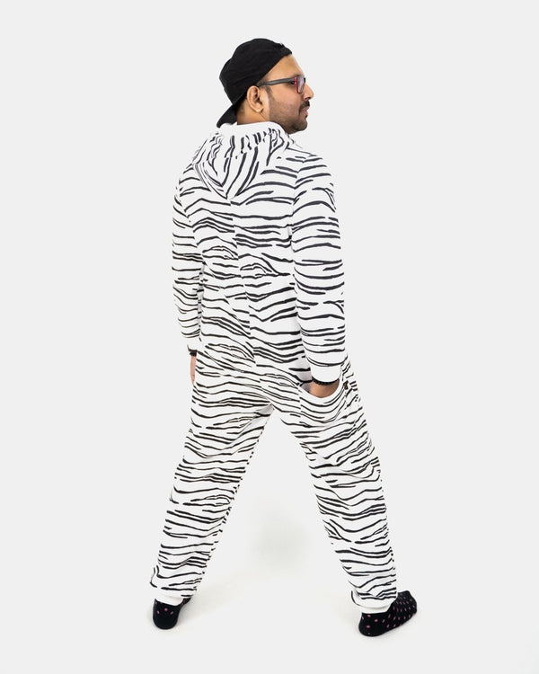 Noroze White Unisex Zebra Print Onesie