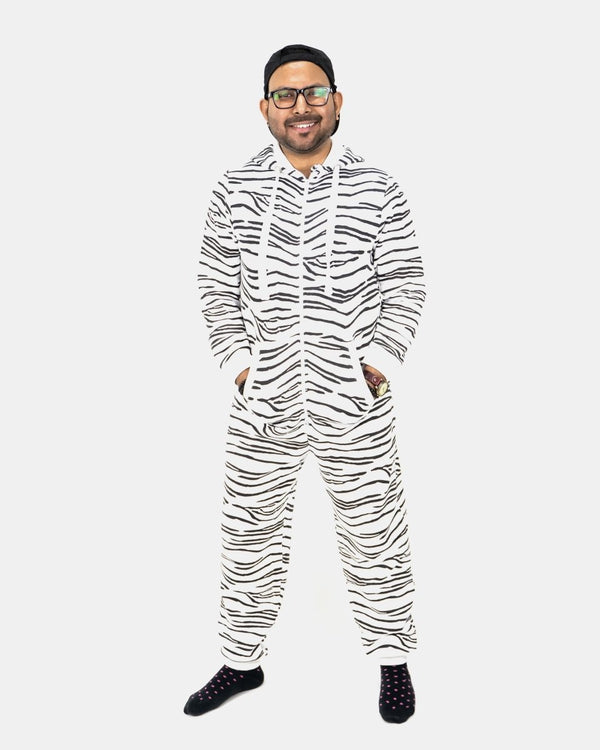 Noroze White Unisex Zebra Print Onesie