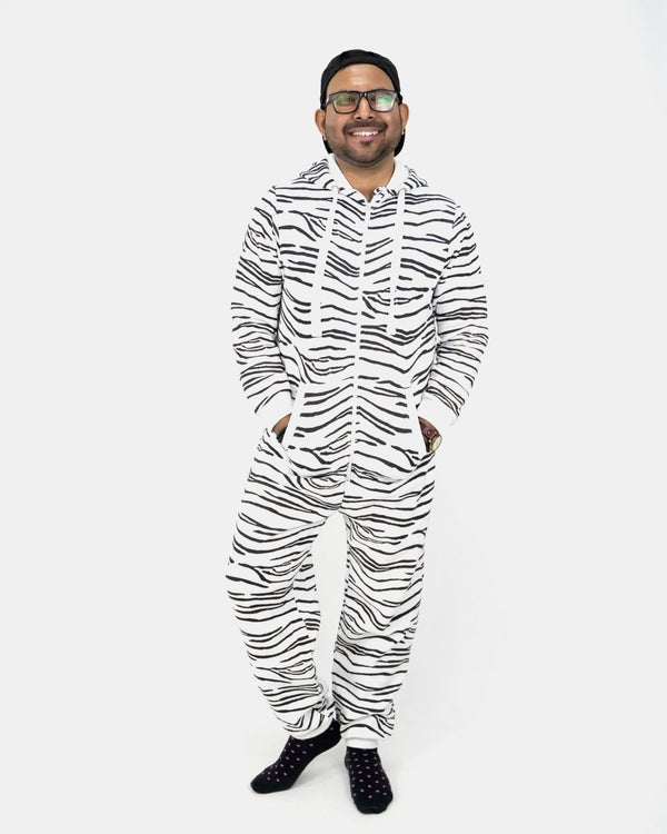 noroze White Unisex Zebra Print Onesie