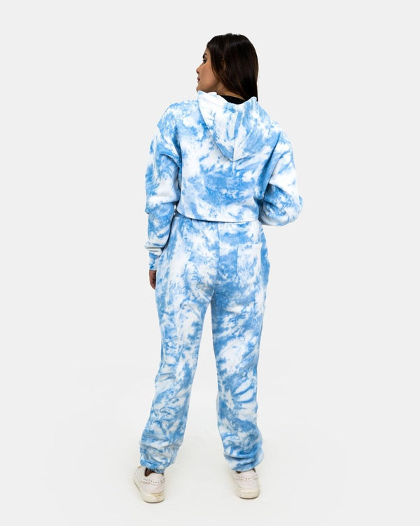 Noroze Women Blue Tie-Dye Fleece Tracksuit