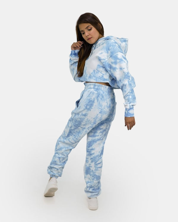 Noroze Women Blue Tie-Dye Fleece Tracksuit