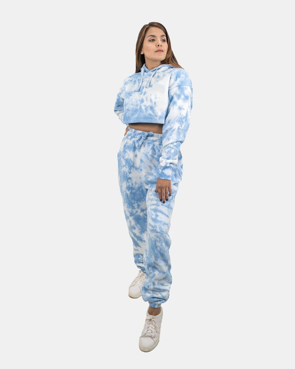 noroze Women Blue Tie-Dye Fleece Tracksuit