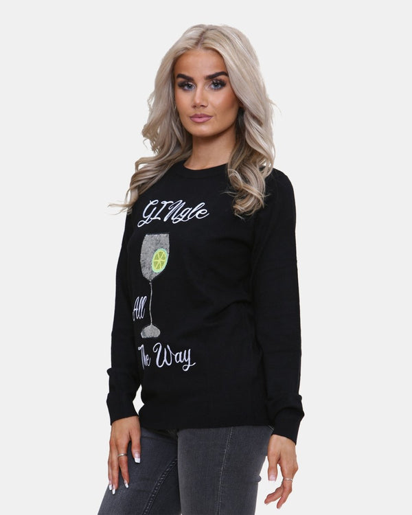Noroze Women Gingle Black Christmas Jumper