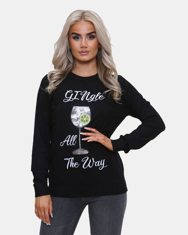 noroze Women Gingle Black Christmas Jumper