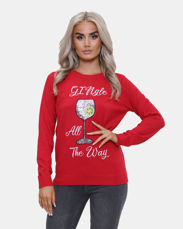 noroze Women Gingle Red Christmas Jumper