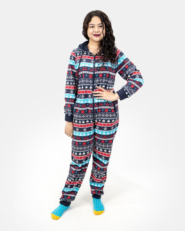 noroze Women Navy Christmas Onesie Set
