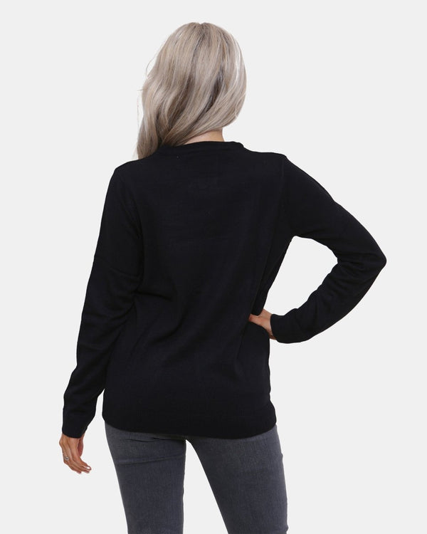 Noroze Women Panda Black Knitted Xmas Jumper