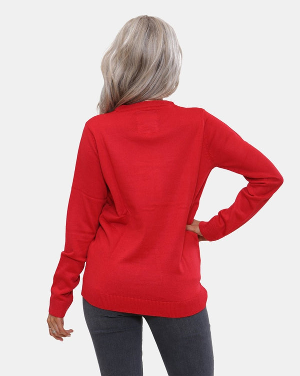 Noroze Women Panda Red Knitted Xmas Jumper