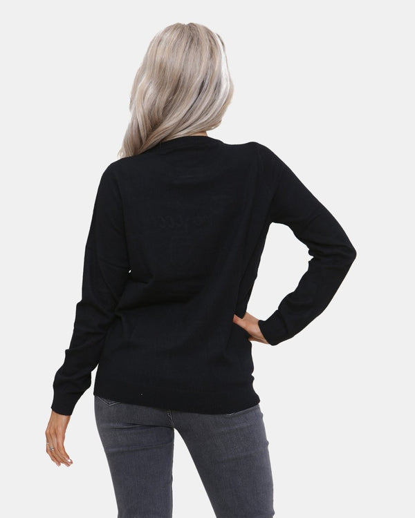 Noroze Women Prosecco Sequin Black Xmas Jumper