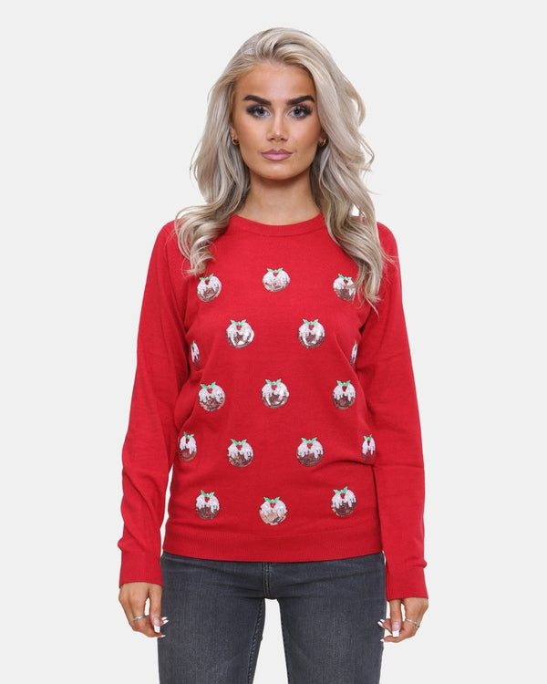 Noroze Women Pudding Red Christmas Jumper