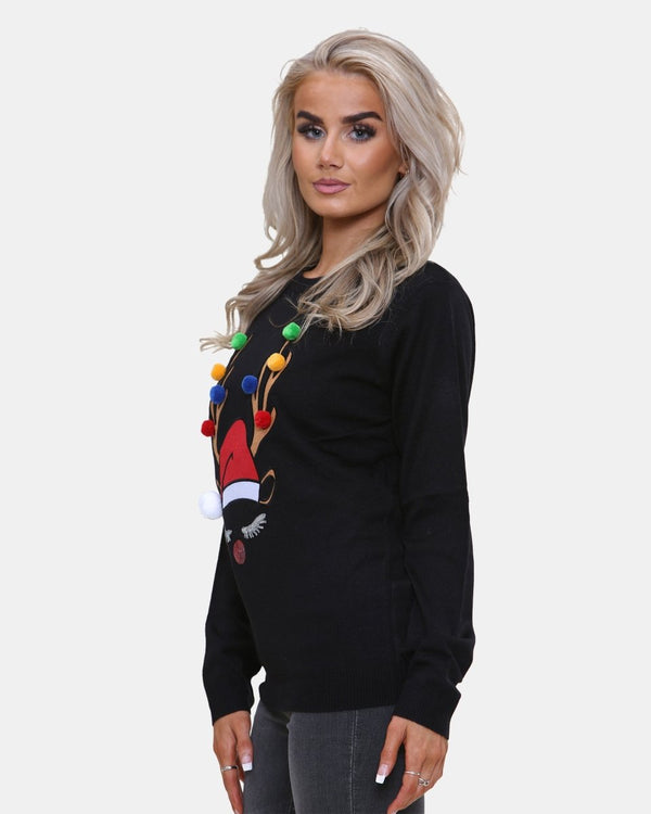 Noroze Women Reindeer Stars Red Jumper