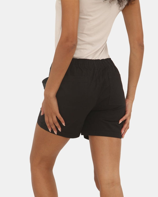 Noroze Womens Black Cotton Shorts With Pockets