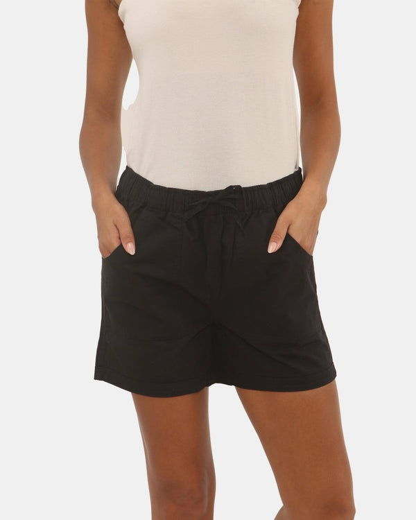 Noroze Womens Black Cotton Shorts With Pockets