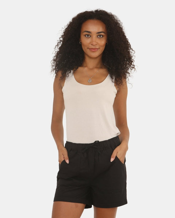 noroze Womens Black Cotton Shorts with Pockets