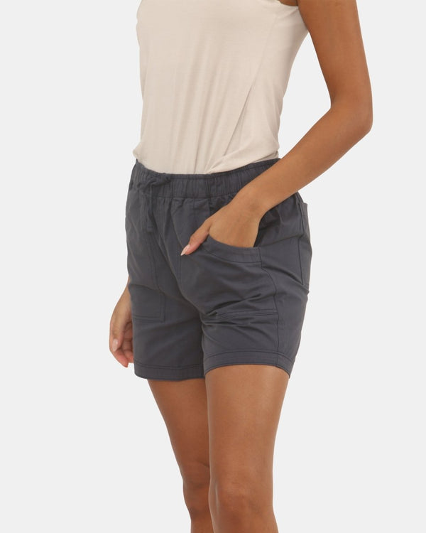 Noroze Womens Navy Cotton Shorts With Pockets