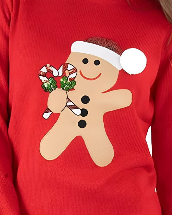 Noroze Womens Red Gingerbread Xmas Jumper