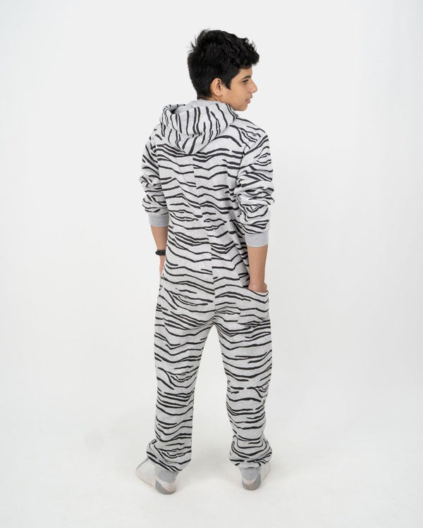 Noroze Zebra Marl Charcoal Kids Fleece Onesie