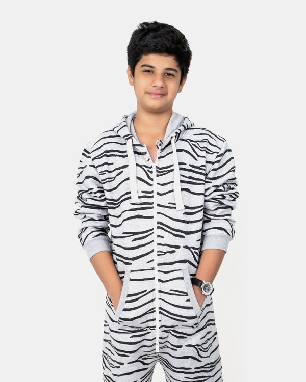 Noroze Zebra Marl Charcoal Kids Fleece Onesie