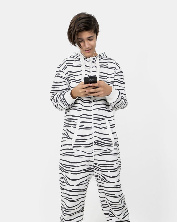 Noroze Zebra White Kids Fleece Onesie