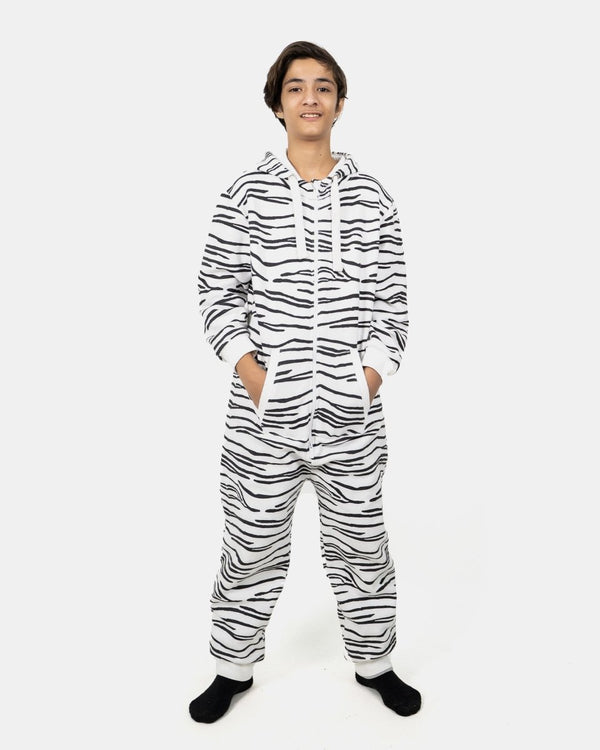 noroze Zebra White Kids Fleece Onesie