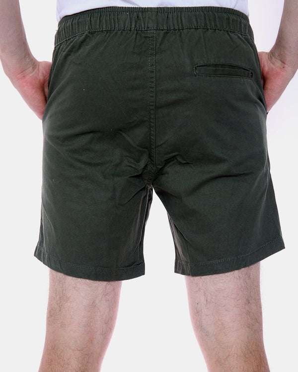Noroze Olive Elasticated Waist Cotton Casual Shorts