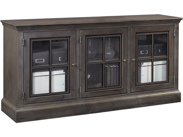 norrwood aspenhome Living Room 66 Inch Console with 3 Doors DR1240-GRY at Norwood Furniture