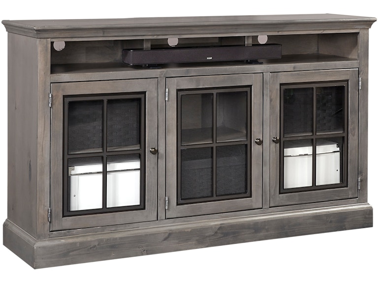 norrwood aspenhome Living Room 66 Inch Highboy Console with 3 Doors DR1243-GRY at Norwood Furniture