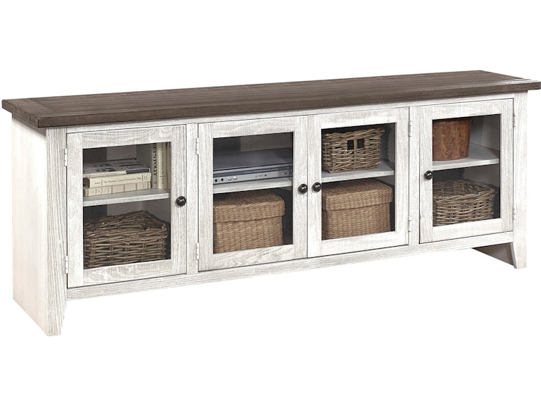 norrwood aspenhome Living Room 74 Inch Console with 4 Doors WME1250-DBK at Norwood Furniture