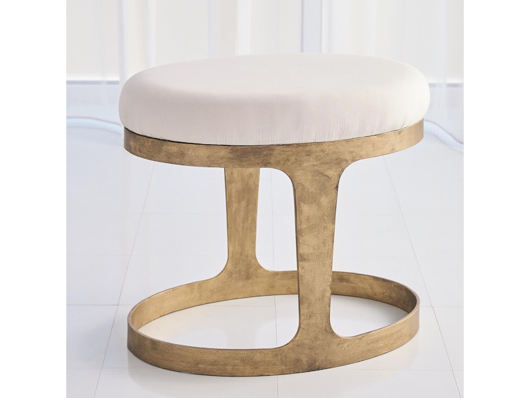 norrwood Global Views Bedroom Oslo Stool-Gold with Muslin Cushion 7.91038 at Norwood Furniture