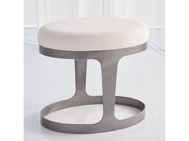 norrwood Global Views Bedroom Oslo Stool-Iron with Muslin Cushion 7.91037 at Norwood Furniture