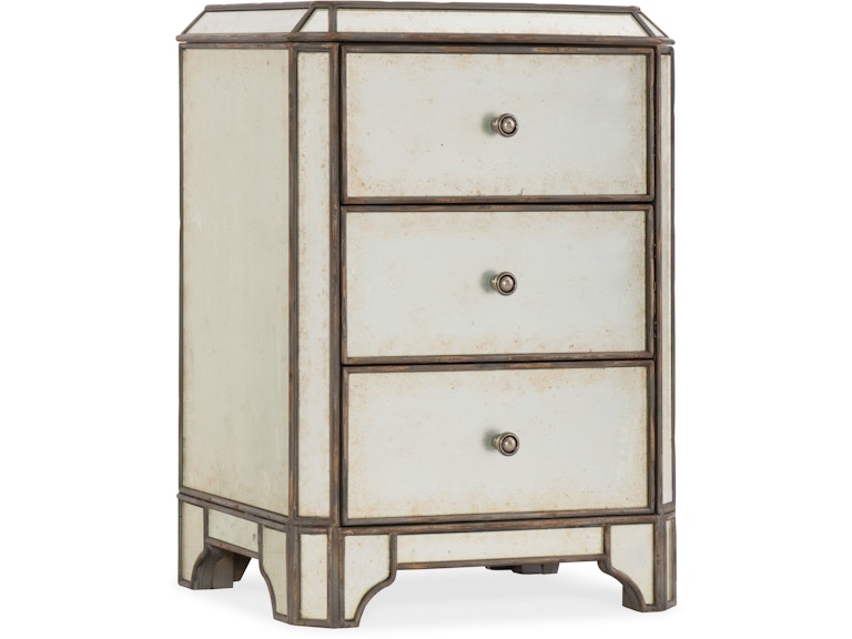 norrwood Hooker Furniture Bedroom Arabella Mirrored Three-Drawer Nightstand 1610-90116-EGLO at Norwood Furniture