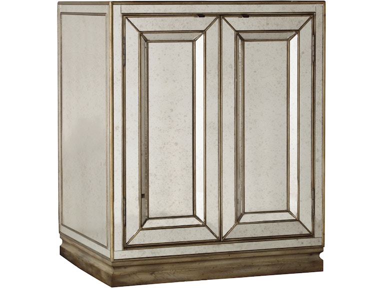 norrwood Hooker Furniture Bedroom Sanctuary Two-Door Mirrored Nightstand - Visage 3014-90015 at Norwood Furniture