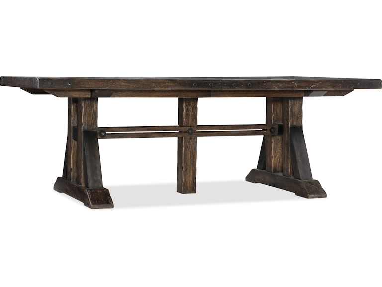 norrwood Hooker Furniture Casual Dining Roslyn County Trestle Dining Table w/2 21in leaves 1618-75207-DKW at Norwood Furniture