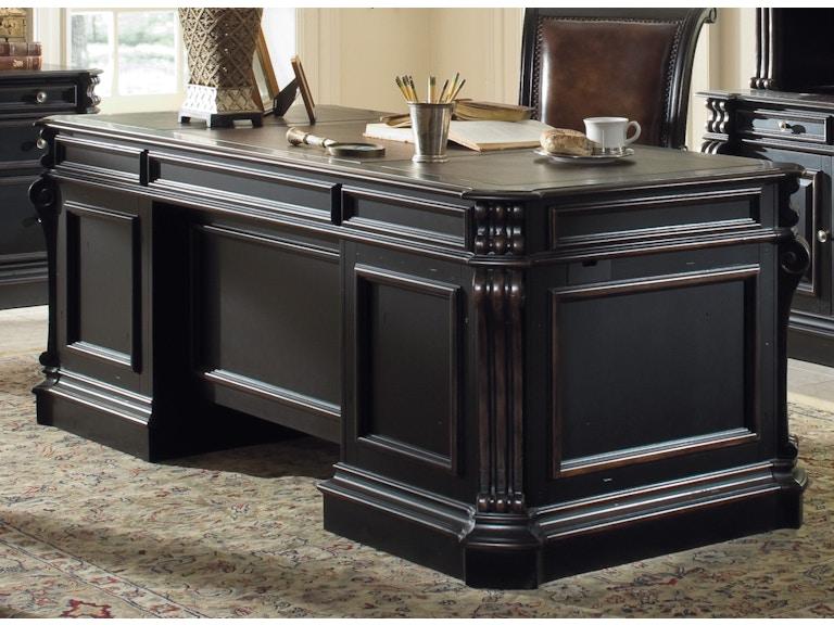 norrwood Hooker Furniture Home Office Telluride 76'' Executive Desk w/Wood Panels 370-10-563 at Norwood Furniture