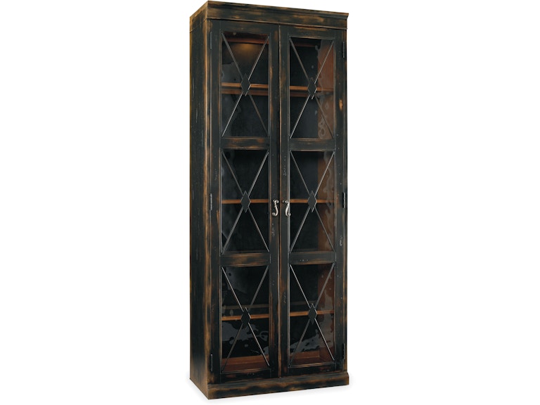 norrwood Hooker Furniture Living Room Sanctuary Two-Door Thin Display Cabinet - Ebony 3005-50001 at Norwood Furniture